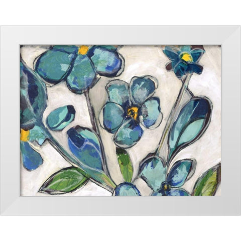 Aqua Flora A1 White Modern Wood Framed Art Print by Haynes, Smith