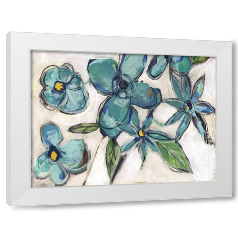 Aqua Flora A2 White Modern Wood Framed Art Print by Haynes, Smith