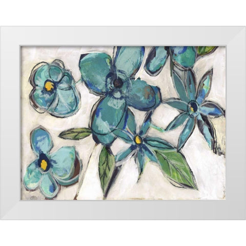 Aqua Flora A2 White Modern Wood Framed Art Print by Haynes, Smith