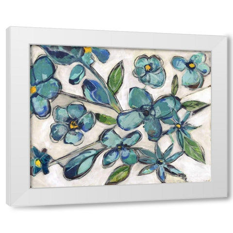 Aqua Flora White Modern Wood Framed Art Print by Haynes, Smith
