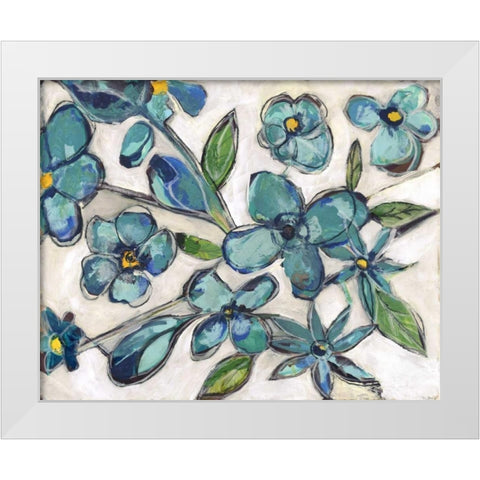 Aqua Flora White Modern Wood Framed Art Print by Haynes, Smith