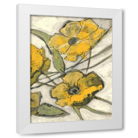 Citron Flora B1 White Modern Wood Framed Art Print by Haynes, Smith
