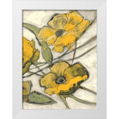 Citron Flora B1 White Modern Wood Framed Art Print by Haynes, Smith