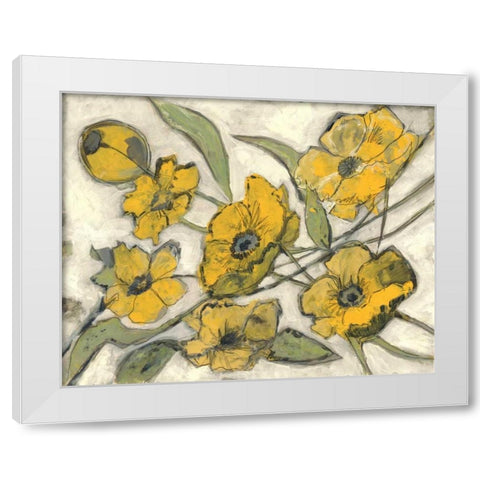 Citron Flora White Modern Wood Framed Art Print by Haynes, Smith