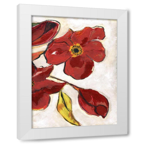 Red Flora C1 White Modern Wood Framed Art Print by Haynes, Smith