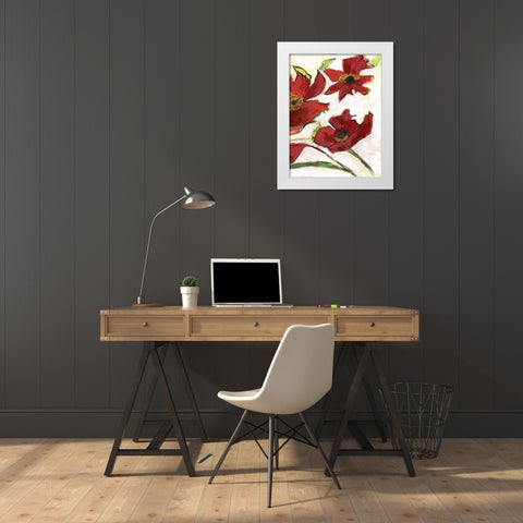 Red Flora C2 White Modern Wood Framed Art Print by Haynes, Smith