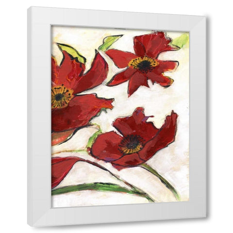 Red Flora C2 White Modern Wood Framed Art Print by Haynes, Smith