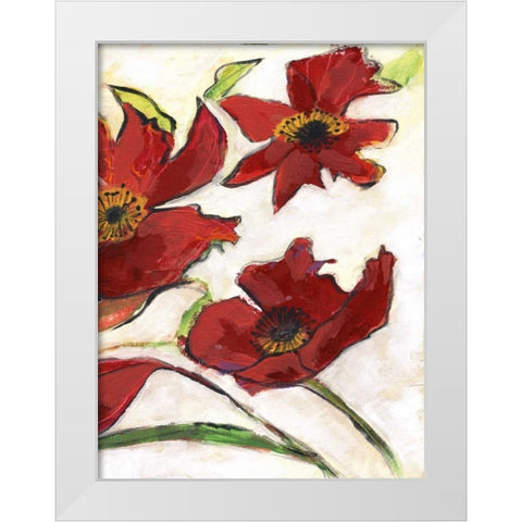 Red Flora C2 White Modern Wood Framed Art Print by Haynes, Smith