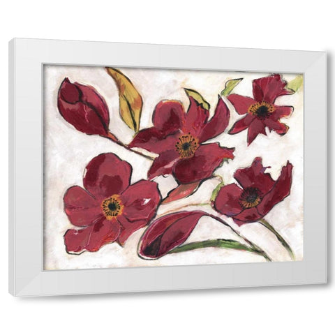 Ox Blood Flora White Modern Wood Framed Art Print by Haynes, Smith
