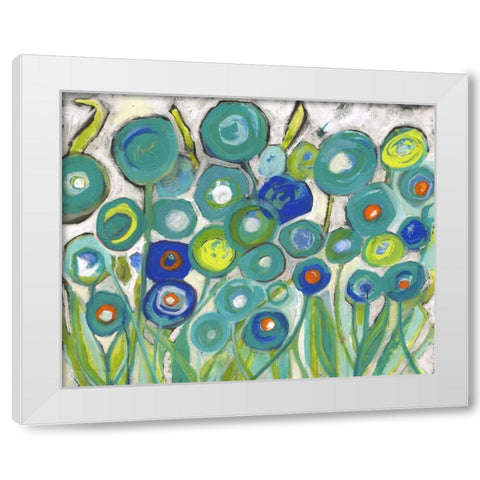Flora Discs in Seafoam White Modern Wood Framed Art Print by Haynes, Smith