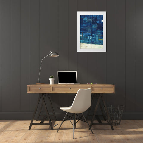 Navystract White Modern Wood Framed Art Print by Haynes, Smith