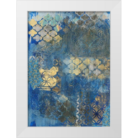Ornate Azul D2 White Modern Wood Framed Art Print by Haynes, Smith