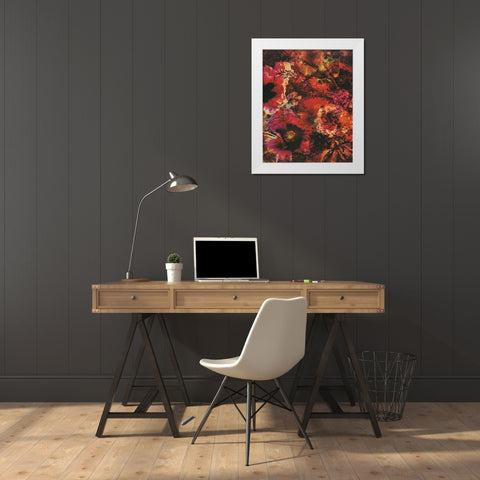 Crimson Florals White Modern Wood Framed Art Print by Haynes, Smith
