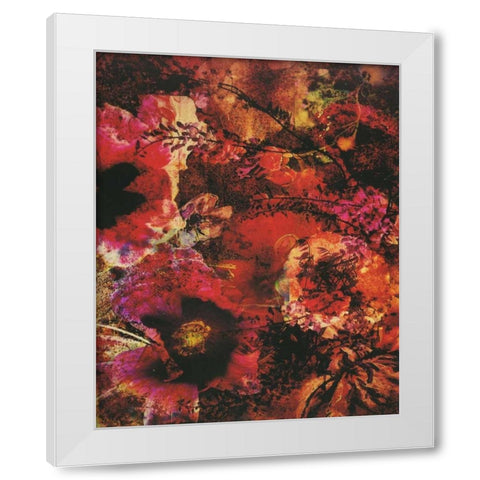 Crimson Florals White Modern Wood Framed Art Print by Haynes, Smith