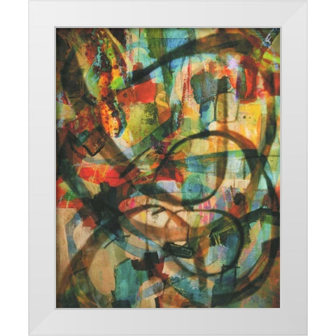 Stained Glass Graffiti White Modern Wood Framed Art Print by Haynes, Smith