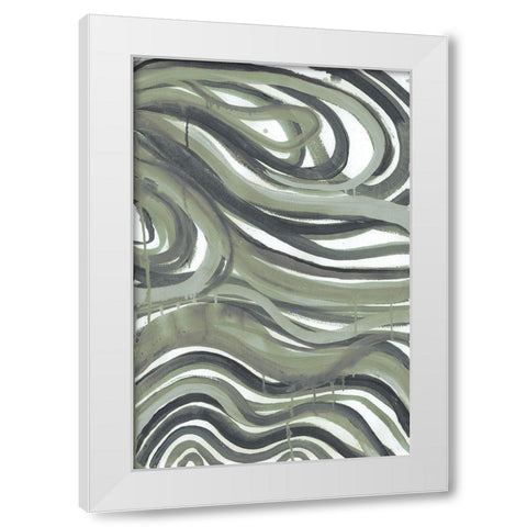 Emerald Swirls 1 White Modern Wood Framed Art Print by Haynes, Smith