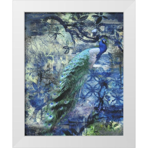 Peacock Jungle Sea White Modern Wood Framed Art Print by Haynes, Smith