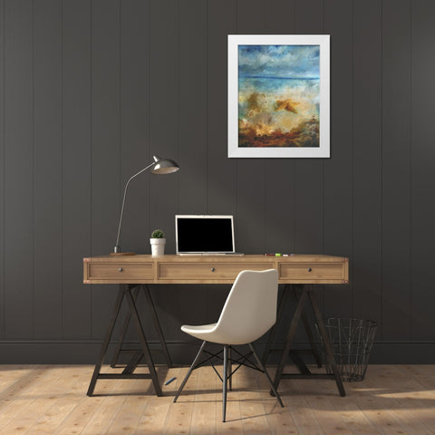 Misty Seascape White Modern Wood Framed Art Print by Haynes, Smith