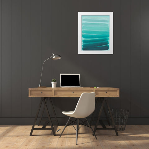 Ombre Teal 2 White Modern Wood Framed Art Print by Haynes, Smith