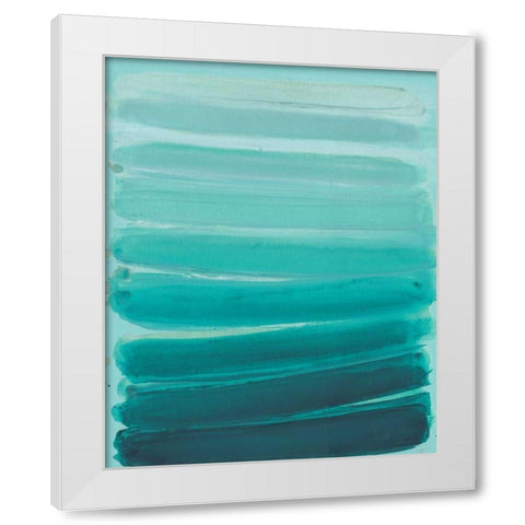 Ombre Teal 2 White Modern Wood Framed Art Print by Haynes, Smith