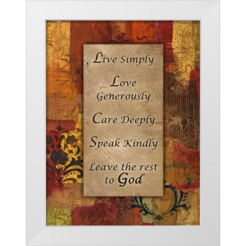 Live Simply Damask Autumn Blooms White Modern Wood Framed Art Print by Haynes, Smith