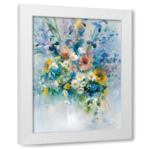 Floral Bouquet 1 White Modern Wood Framed Art Print by May