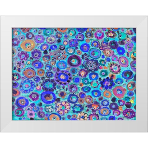 Dark Blue Floral White Modern Wood Framed Art Print by Lewis, Sharalee