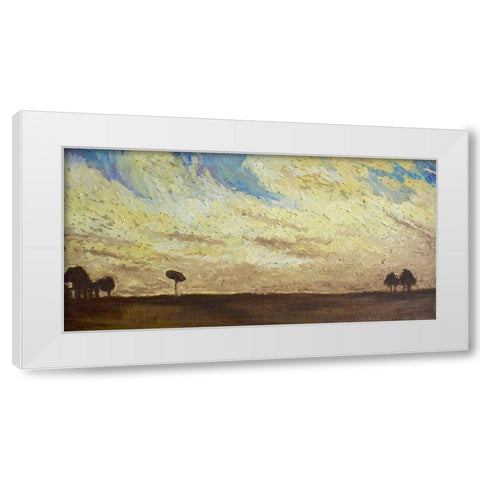 Yellow Clouds White Modern Wood Framed Art Print by Lewis, Sharalee
