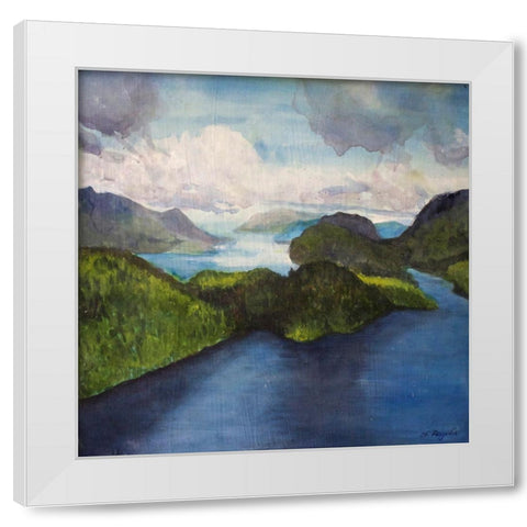 Island Gaze White Modern Wood Framed Art Print by Lewis, Sharalee