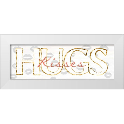 Kisses Hugs White Modern Wood Framed Art Print by Lewis, Sheldon