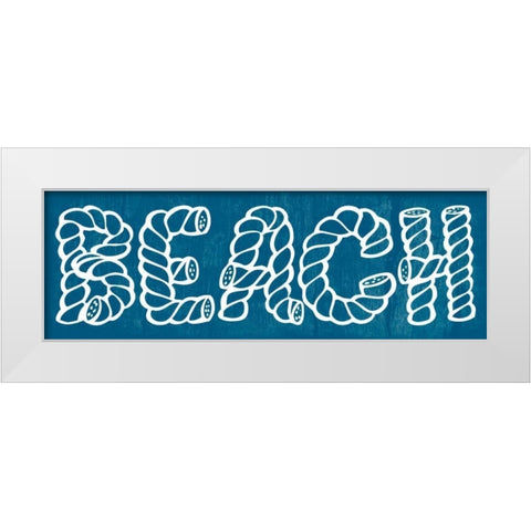 Blue Beach White Modern Wood Framed Art Print by Lewis, Sheldon