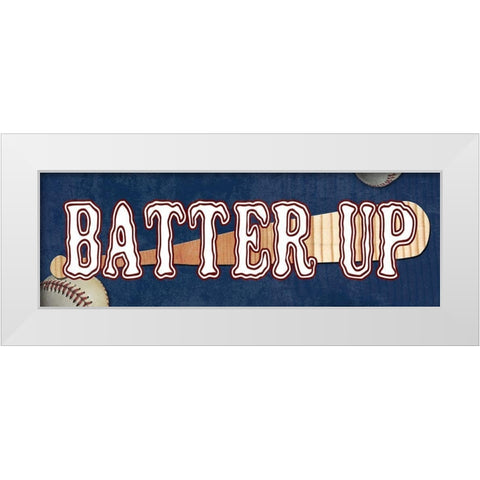 Batter Up White Modern Wood Framed Art Print by Lewis, Sheldon