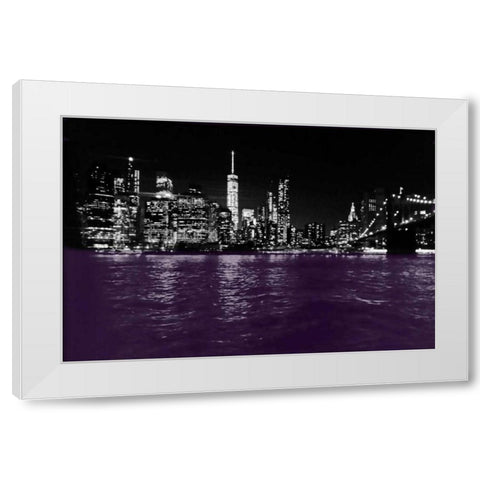 New York City Purple Rain White Modern Wood Framed Art Print by Lewis, Sheldon