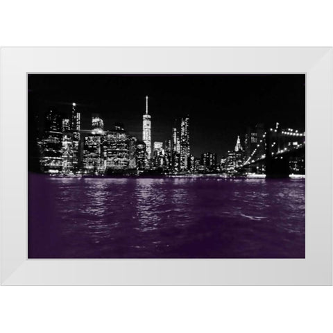 New York City Purple Rain White Modern Wood Framed Art Print by Lewis, Sheldon