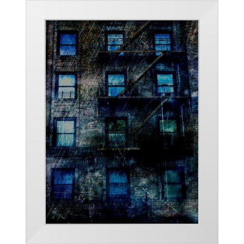Resident Blue White Modern Wood Framed Art Print by Lewis, Sheldon