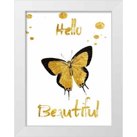 Hello White Modern Wood Framed Art Print by Lewis, Sheldon