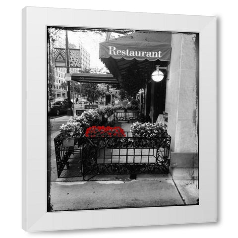 Red Restaurant Flora Pop White Modern Wood Framed Art Print by Lewis, Sheldon