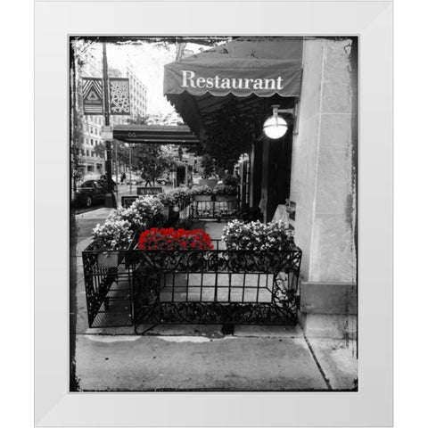 Red Restaurant Flora Pop White Modern Wood Framed Art Print by Lewis, Sheldon