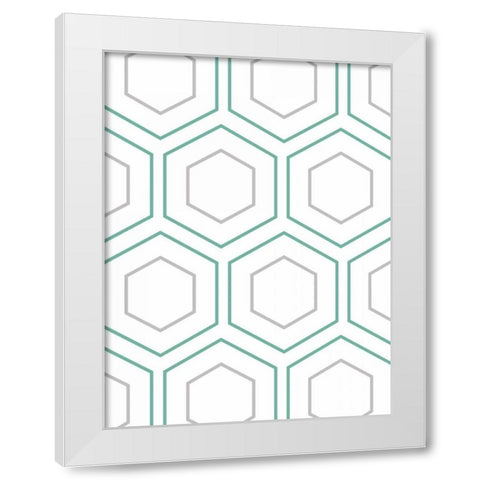 Geo In Teal White Modern Wood Framed Art Print by Lewis, Sheldon