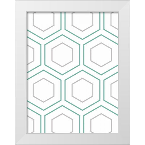 Geo In Teal White Modern Wood Framed Art Print by Lewis, Sheldon