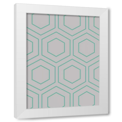 Geo Teal Grey White Modern Wood Framed Art Print by Lewis, Sheldon