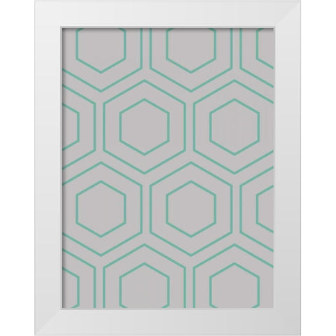 Geo Teal Grey White Modern Wood Framed Art Print by Lewis, Sheldon