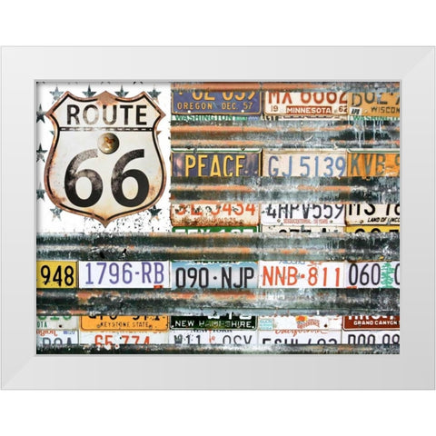 Route 66 America White Modern Wood Framed Art Print by Lewis, Sheldon