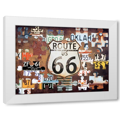 Route 66 Puzzle White Modern Wood Framed Art Print by Lewis, Sheldon