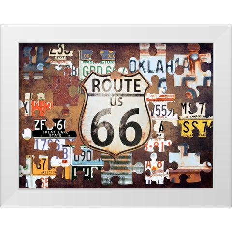 Route 66 Puzzle White Modern Wood Framed Art Print by Lewis, Sheldon