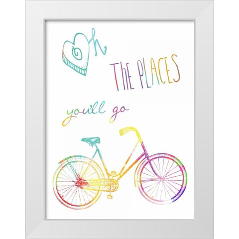 Oh The Places Youll Go White Modern Wood Framed Art Print by Lewis, Sheldon
