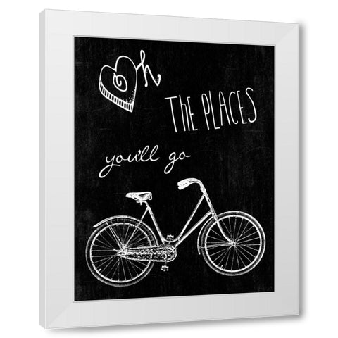 Oh The Places Youll Go White Modern Wood Framed Art Print by Lewis, Sheldon