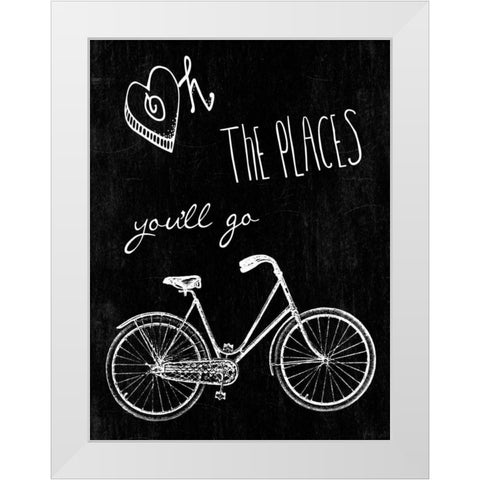 Oh The Places Youll Go White Modern Wood Framed Art Print by Lewis, Sheldon