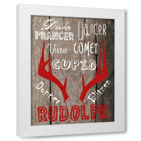 All Of The Other Reindeer White Modern Wood Framed Art Print by Lewis, Sheldon