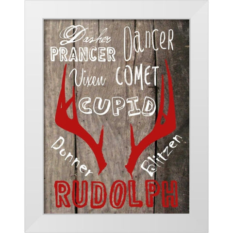 All Of The Other Reindeer White Modern Wood Framed Art Print by Lewis, Sheldon
